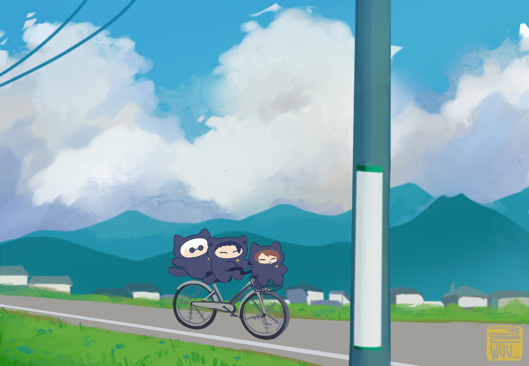 chimikemo versions of sashisu from jjk biking outside the city